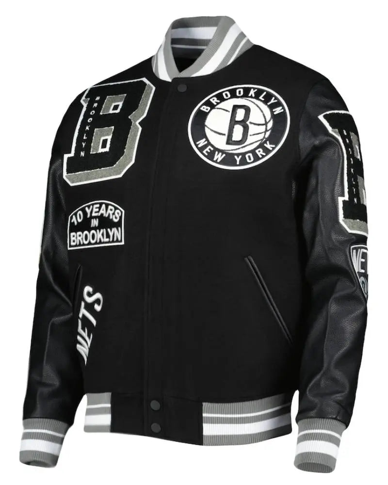 Men’s Brooklyn Nets Pro Standard Black 10 Years in Brooklyn Mash Up Capsule Varsity Full-Zip Jacket USA Jackets