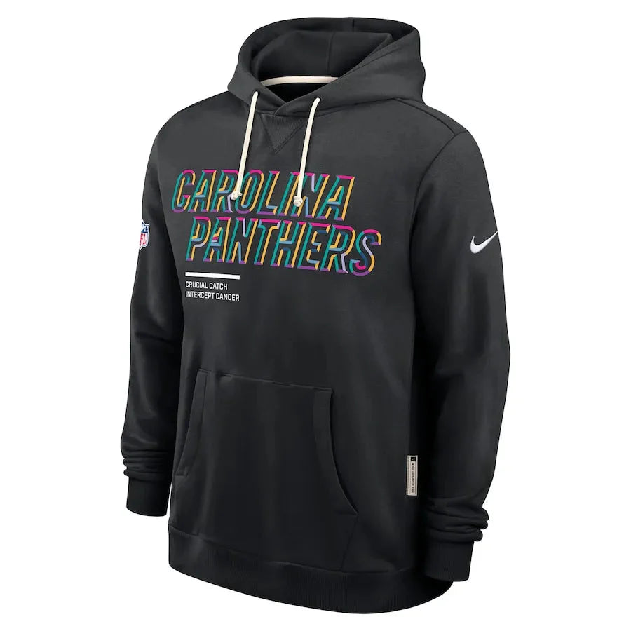 Carolina Panthers Nike Black 2025 NFL Crucial Catch Sideline Standard Issue Dri-FIT Hoodie USA Jackets