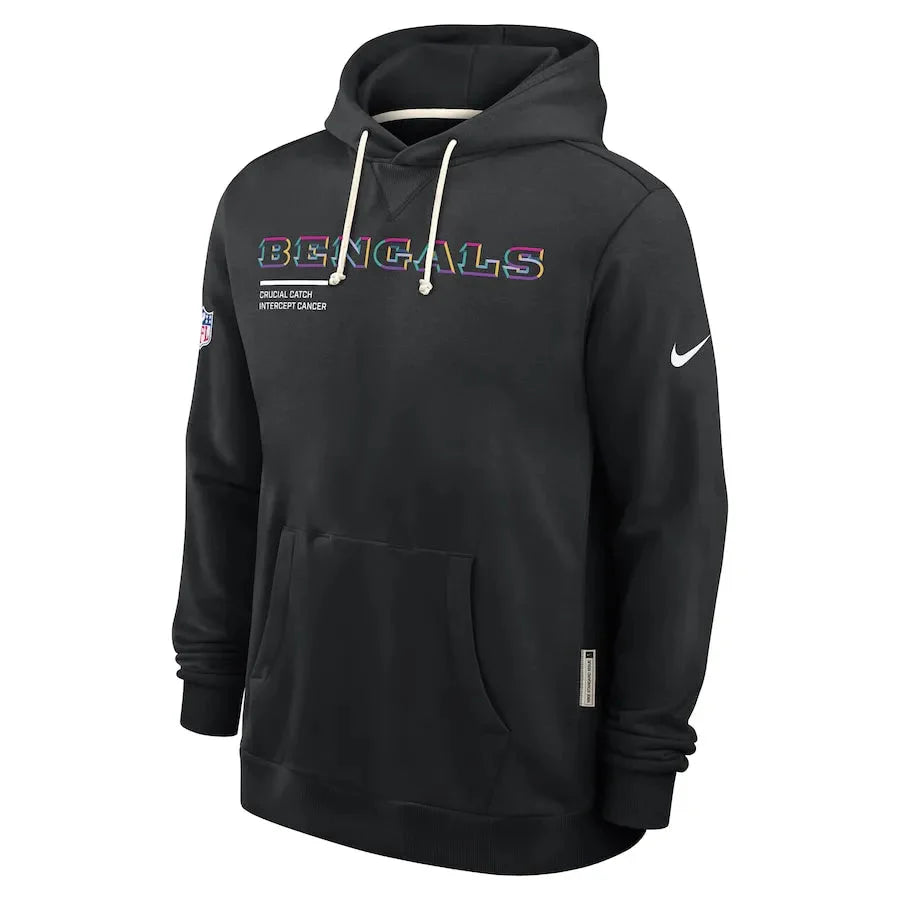 Cincinnati Bengals Nike Black 2025 NFL Crucial Catch Sideline Standard Issue Dri-FIT Hoodie USA Jackets
