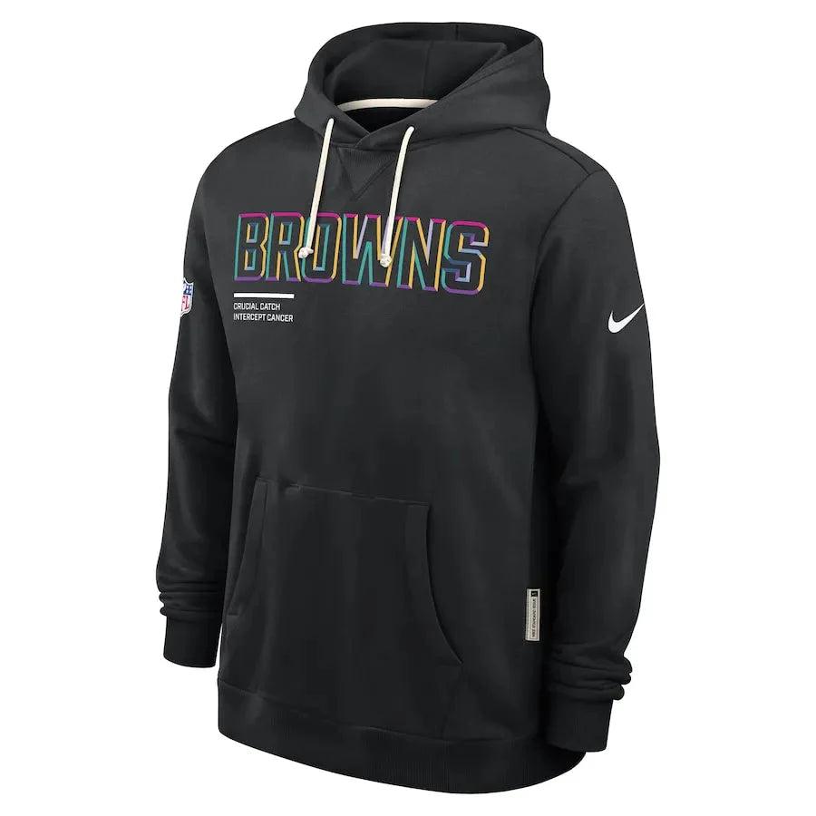 Cleveland Browns Nike Black 2025 NFL Crucial Catch Sideline Standard Issue Dri-FIT Hoodie USA Jackets