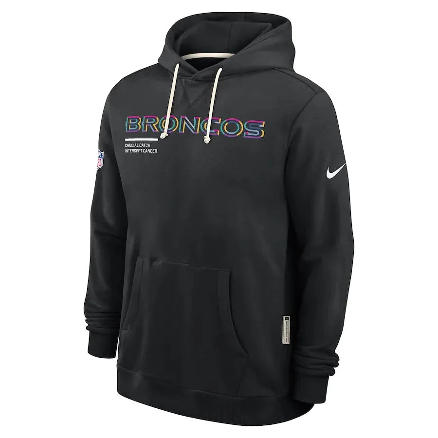 Denver Broncos Nike Black 2025 NFL Crucial Catch Sideline Standard Issue Dri-FIT Hoodie USA Jackets