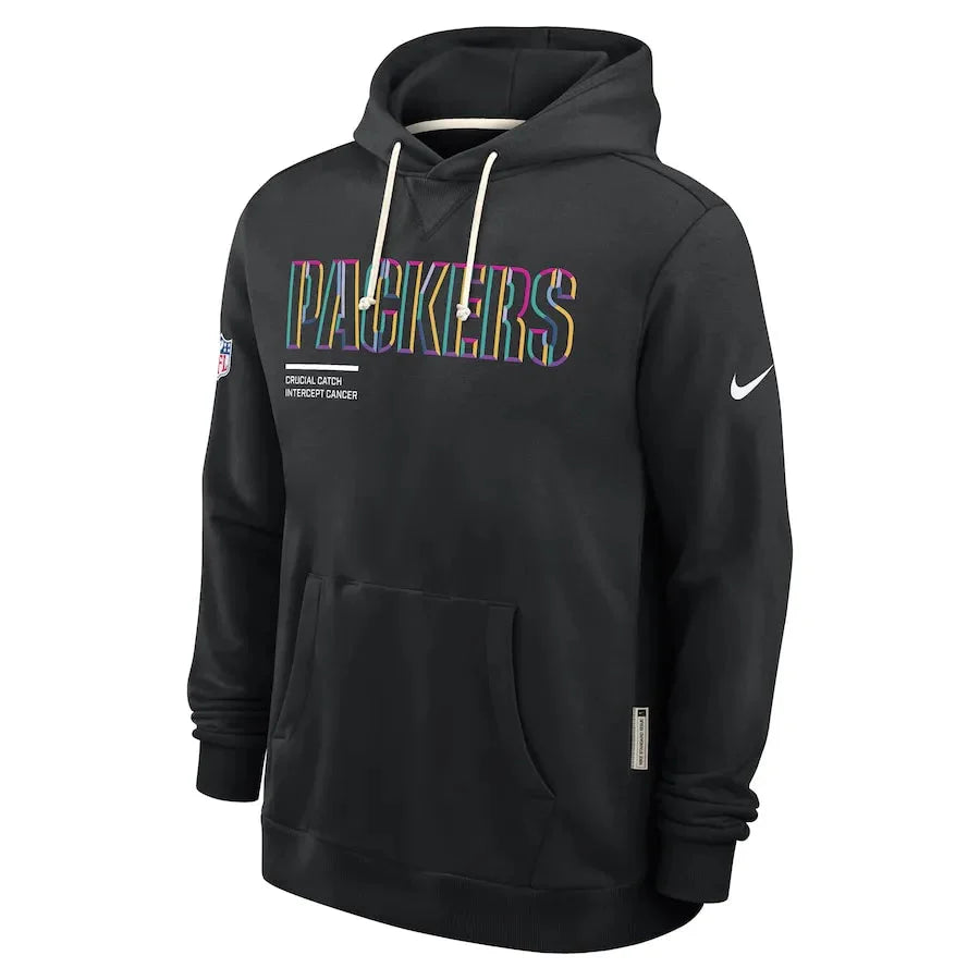 Green Bay Packers Nike Black 2025 NFL Crucial Catch Sideline Standard Issue Dri-FIT Hoodie USA Jackets