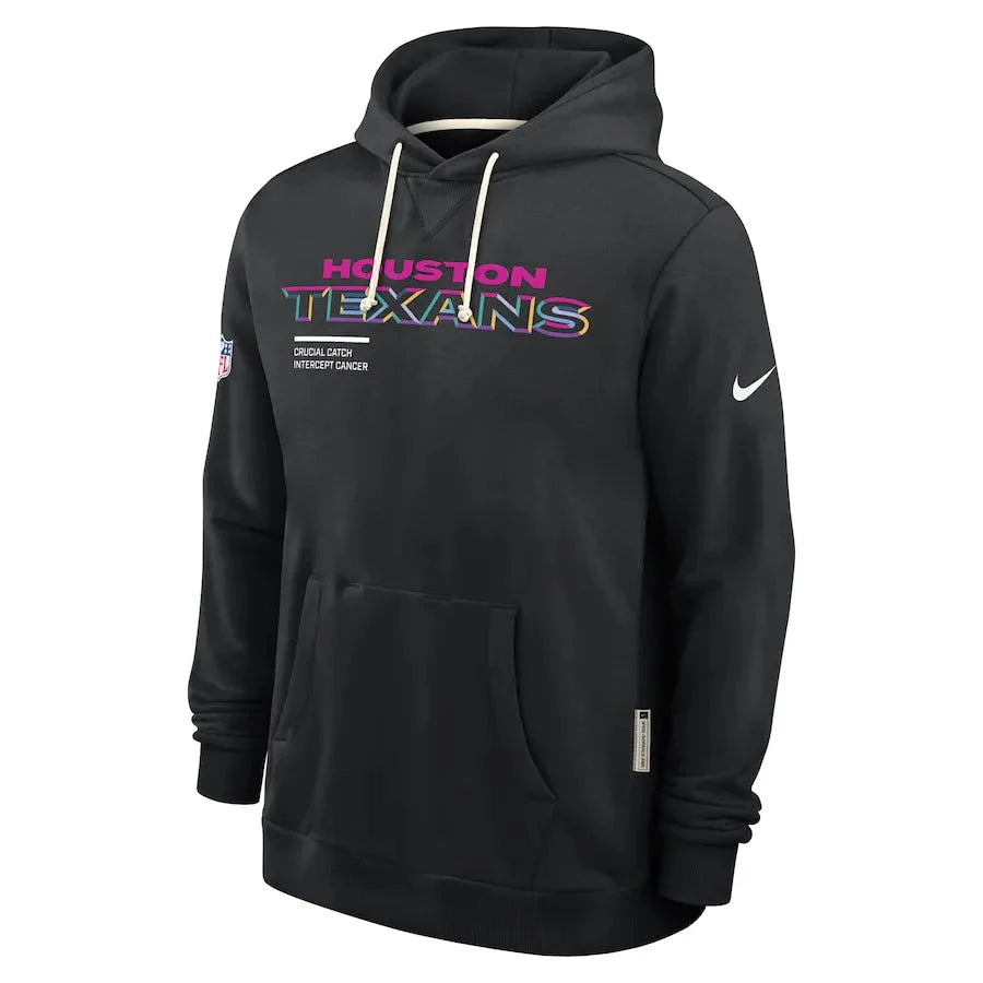 Houston Texans Nike Black 2025 NFL Crucial Catch Sideline Standard Issue Dri-FIT Hoodie USA Jackets