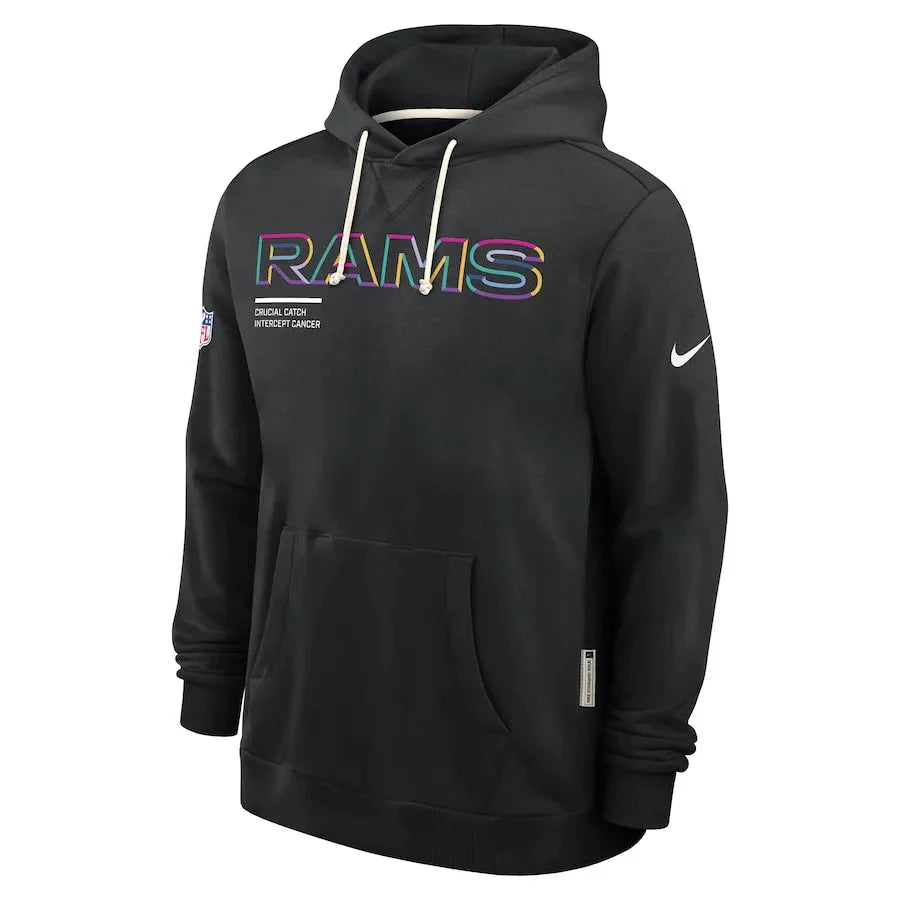Los Angeles Rams Nike Black 2025 NFL Crucial Catch Sideline Standard Issue Dri-FIT Hoodie USA Jackets