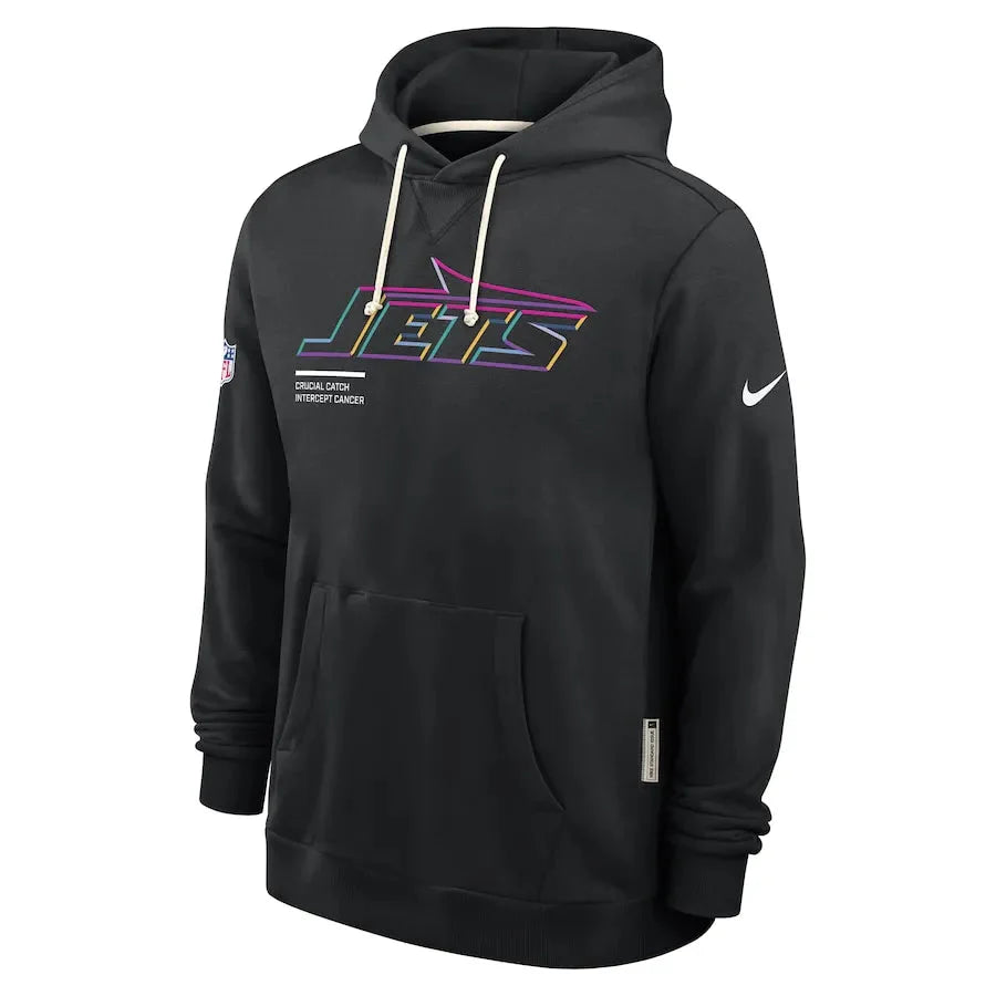 New York Jets Nike Black 2025 NFL Crucial Catch Sideline Standard Issue Dri-FIT Hoodie USA Jackets