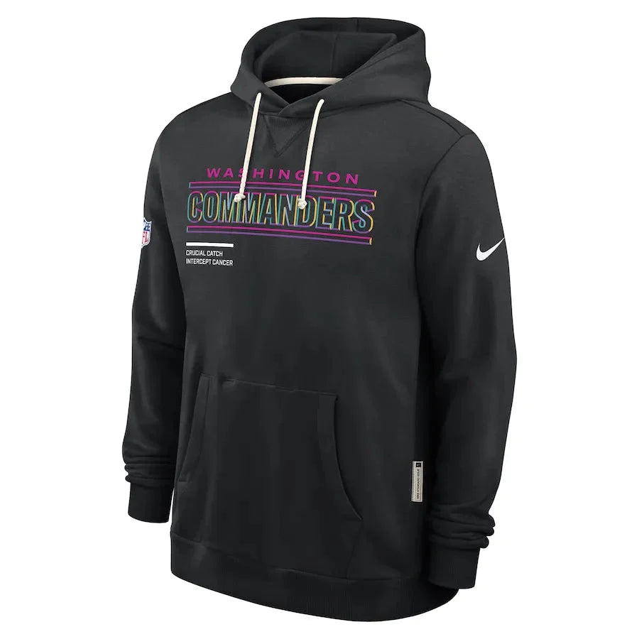 Washington Commanders Nike Black 2025 NFL Crucial Catch Sideline Standard Issue Dri-FIT Hoodie USA Jackets