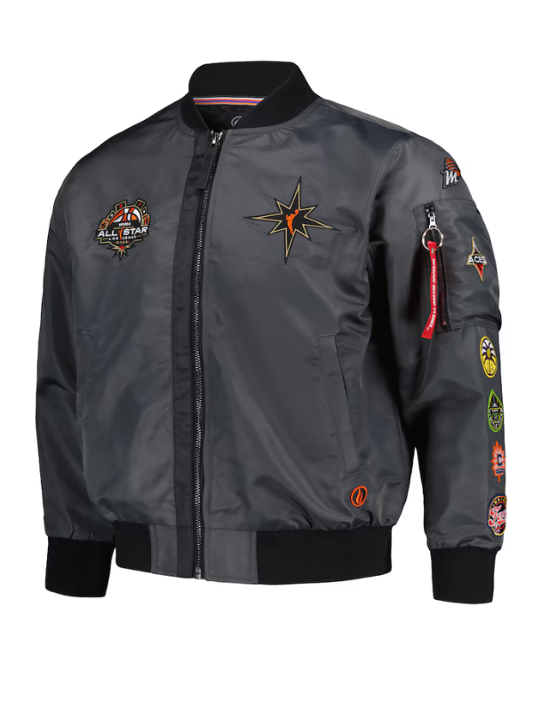 Unisex FISLL Charcoal 2023 WNBA All-Star Game Applique Flight Jacket USA Jackets