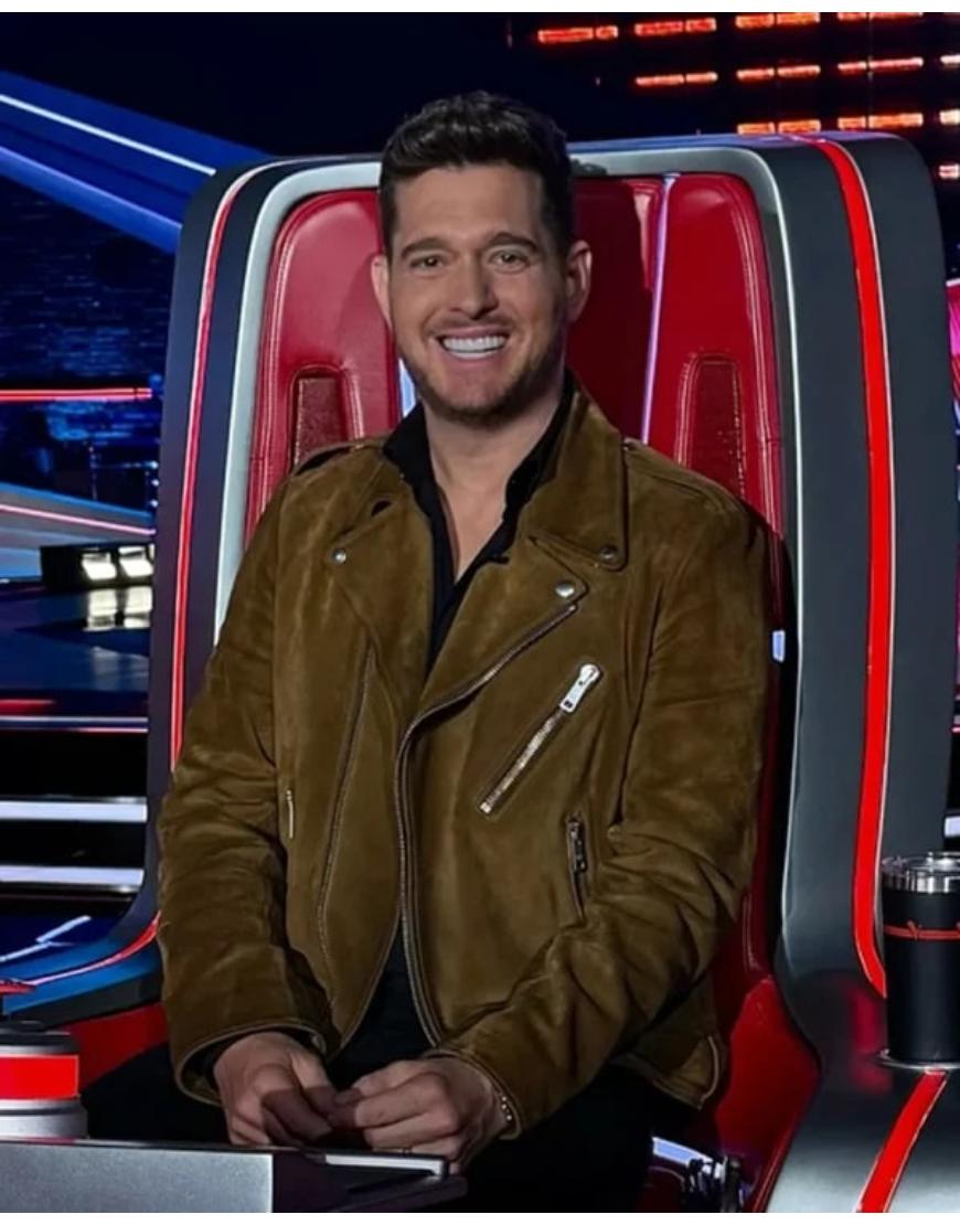 The Voice S28 Michael Buble Brown Leather Jacket USA Jackets