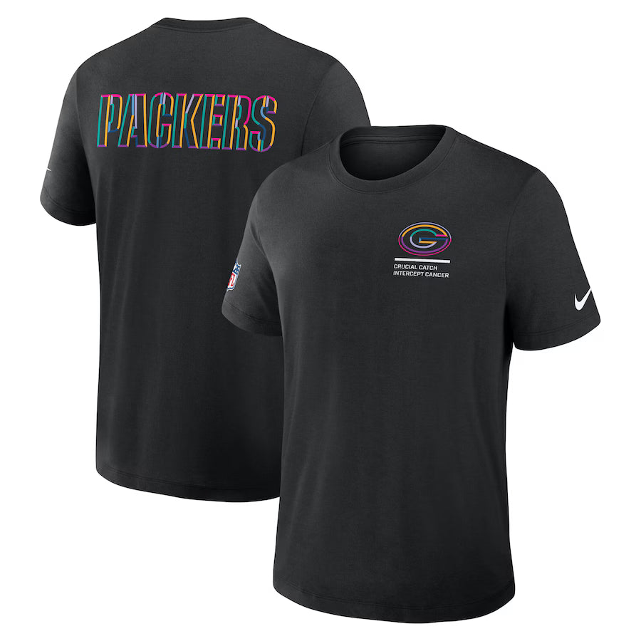 Green Bay Packers Nike Black 2025 NFL Crucial Catch Tri-Blend Dri-FIT T-Shirt NYC Jackets