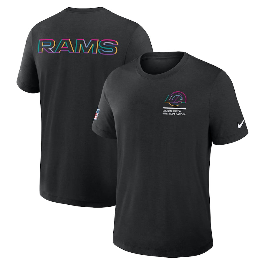 Los Angeles Rams Nike Black 2025 NFL Crucial Catch Tri-Blend Dri-FIT T-Shirt NYC Jackets