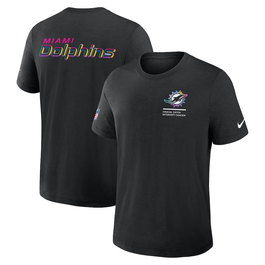 Miami Dolphins Nike Black 2025 NFL Crucial Catch Tri-Blend Dri-FIT T-Shirt NYC Jackets