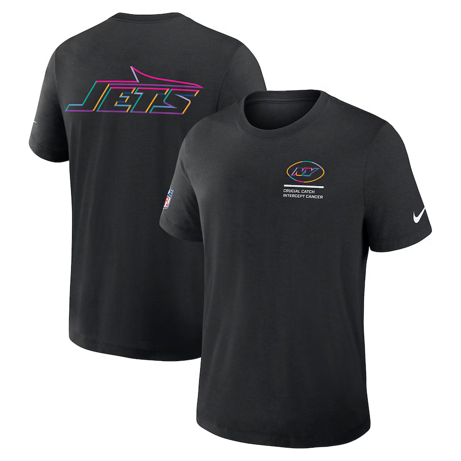 New York Jets Nike Black 2025 NFL Crucial Catch Tri-Blend Dri-FIT T-Shirt NYC Jackets