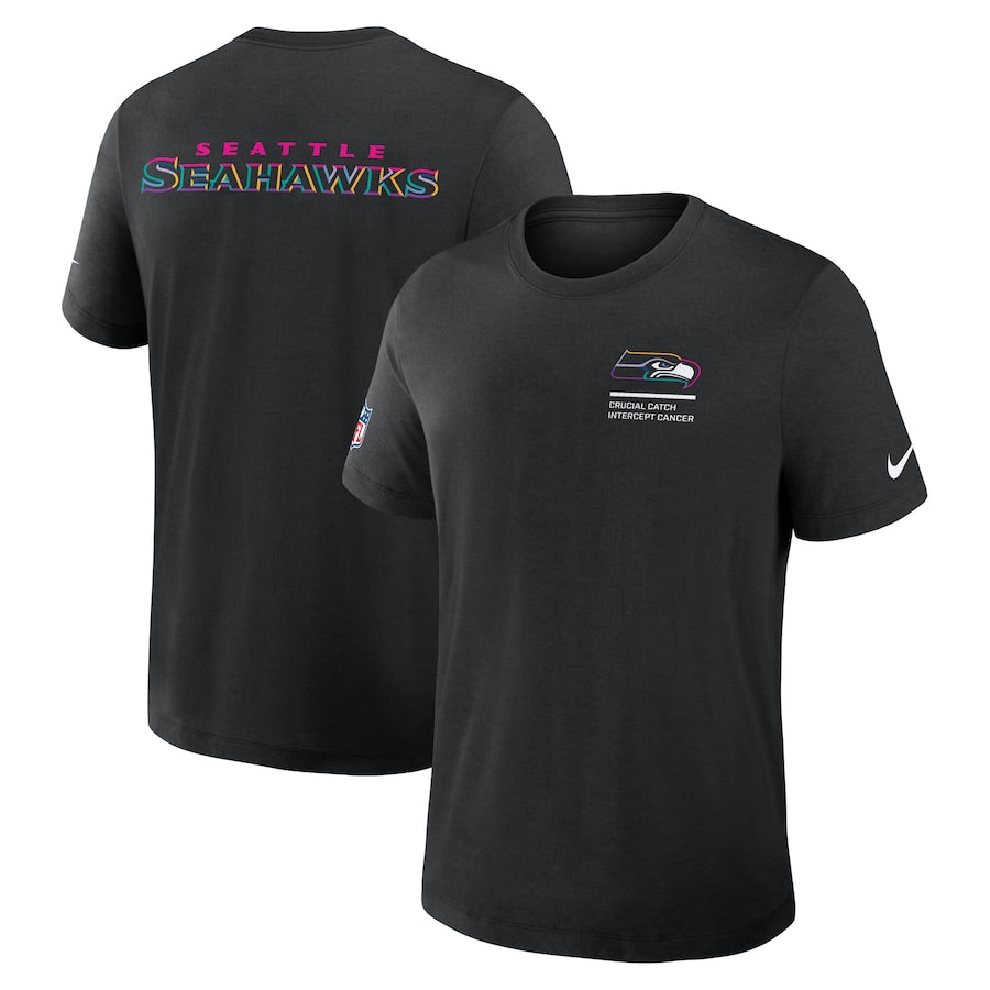 Seattle Seahawks Nike Black 2025 NFL Crucial Catch Tri-Blend Dri-FIT T-Shirt NYC Jackets