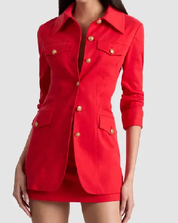 The View 2025 Sara Haines Red Shirt Jacket USA Jackets