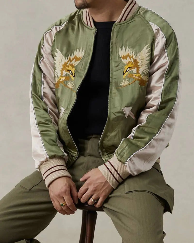 1950s Reversible Acetate Souvenir Jacket – Falcon × Tiger USA Jackets