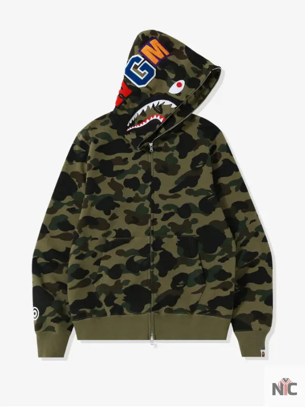 1st Camo Shark Full Zip Hoodie USA Jackets