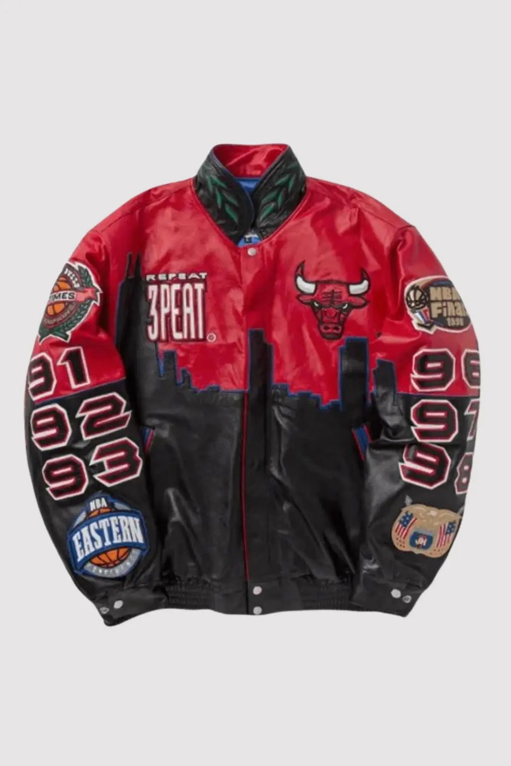 3 Peat Chicago Bulls Leather Varsity Jacket USA Jackets
