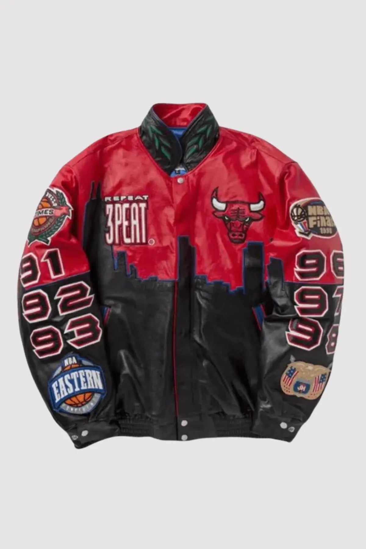 3 Peat Chicago Bulls Leather Varsity Jacket USA Jackets