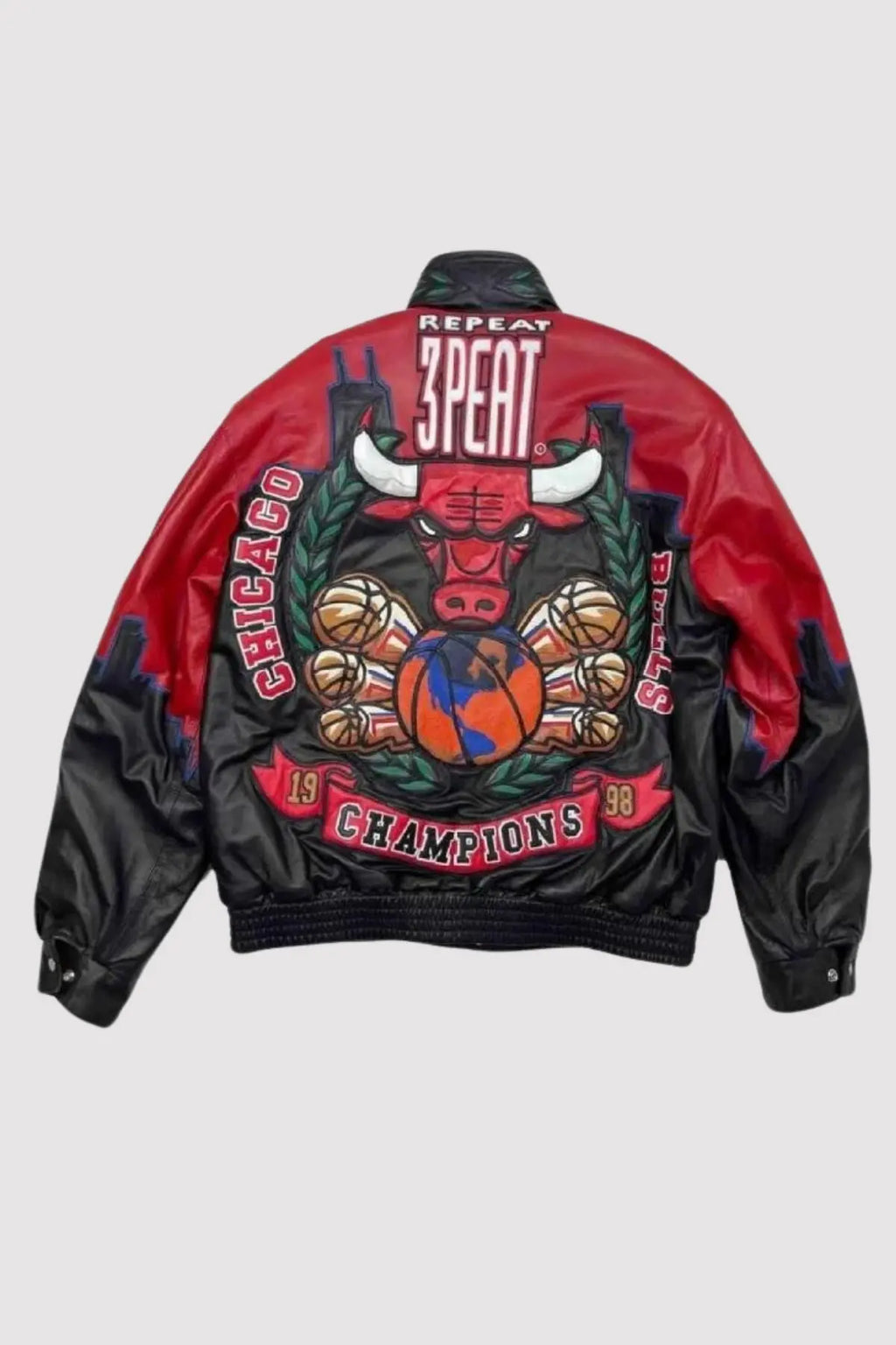 3 Peat Chicago Bulls Leather Varsity Jacket USA Jackets