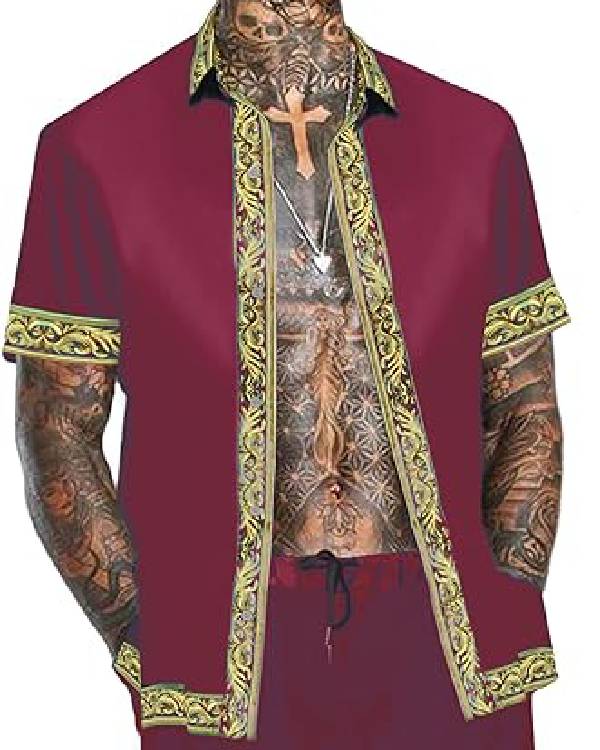 90 Day Fiance Pillow Talk Burgundy & Gold Trim Pajamas USA Jackets
