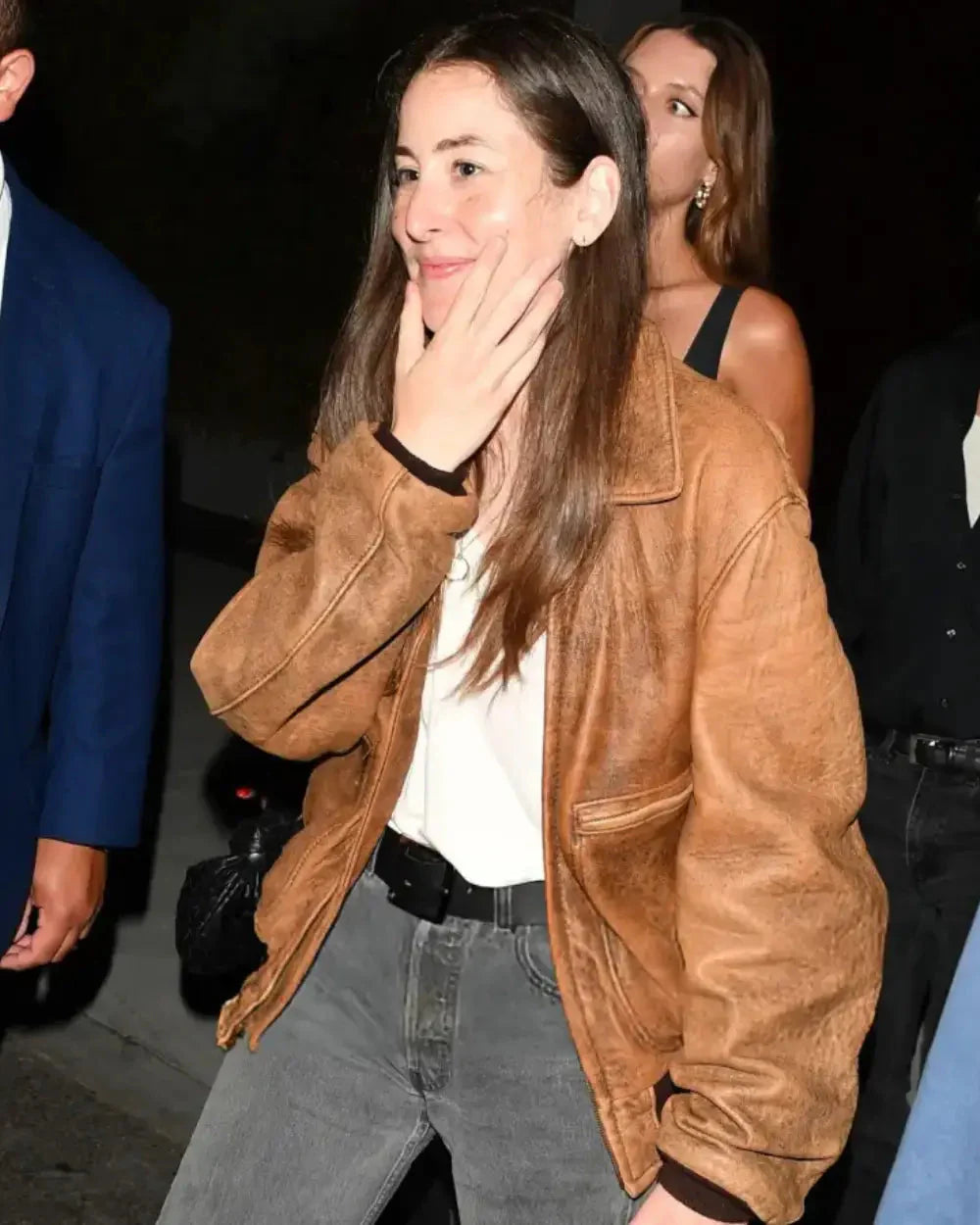 Alana Haim LA 2025 Brown Leather Jacket USA Jackets