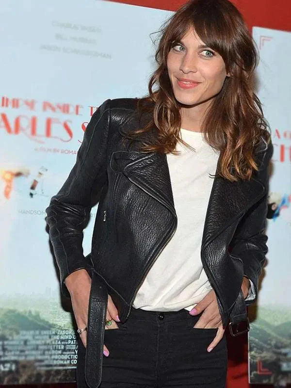 Alexa Chung Black Leather Jacket USA Jackets