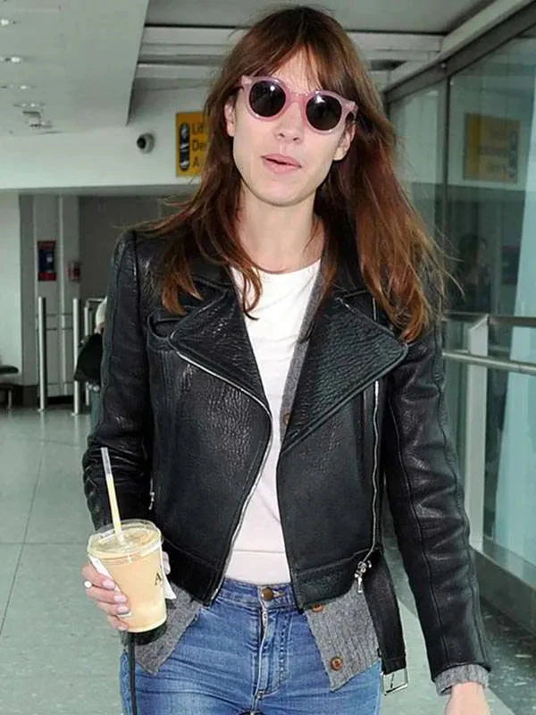 Alexa Chung Black Leather Jacket USA Jackets