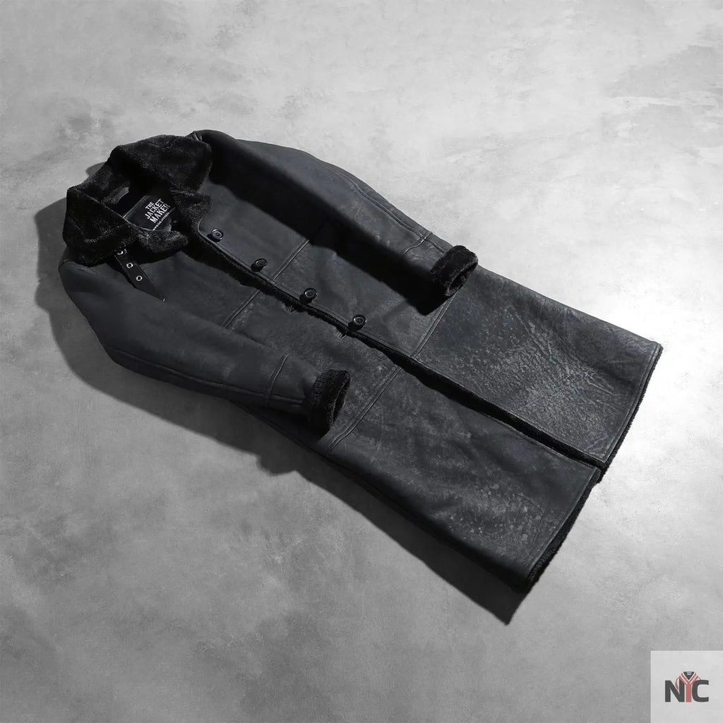 Alina Shearling Black Leather Coat USA Jackets