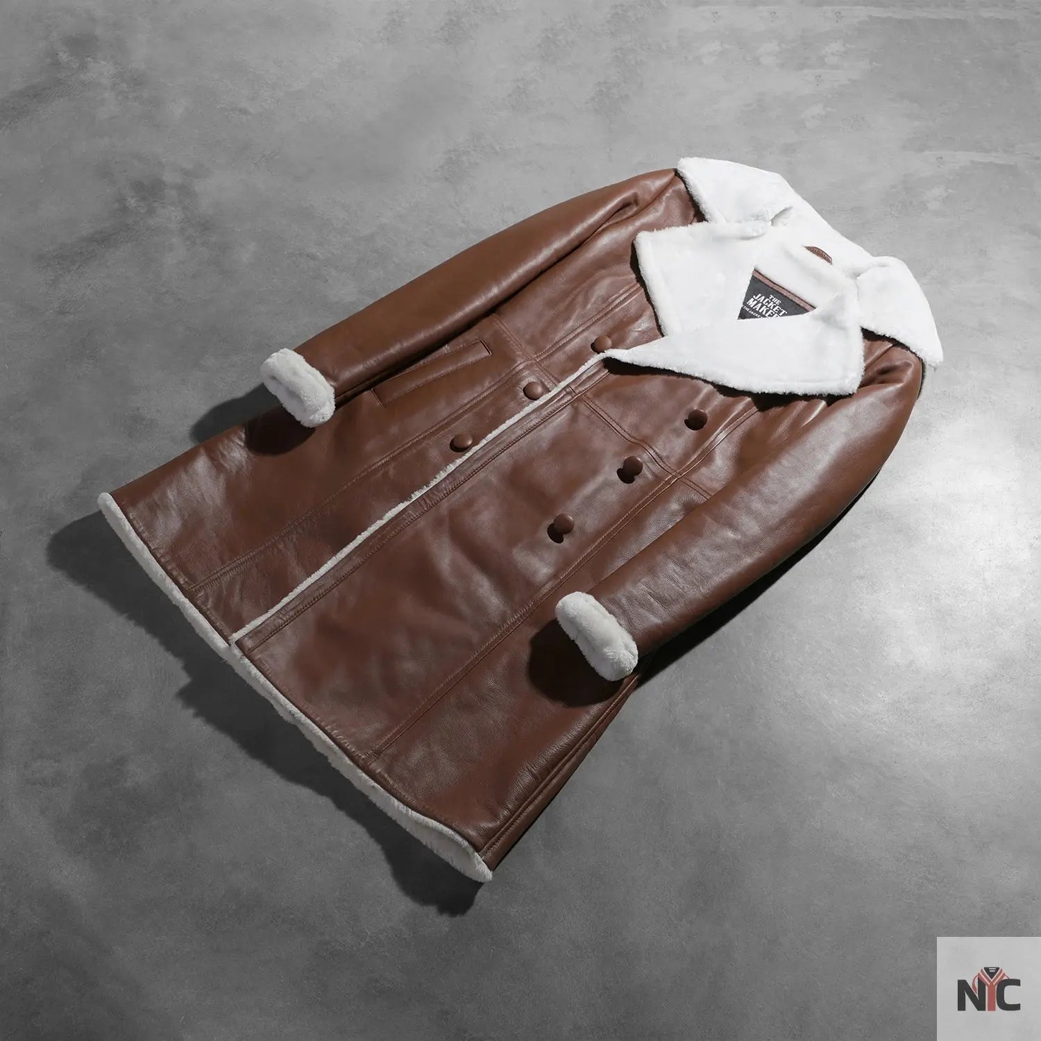 Amie Brown Double Breasted Shearling Coat USA Jackets