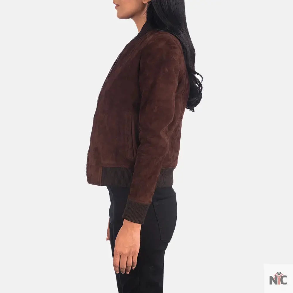 Bliss Brown Suede Bomber Jacket USA Jackets