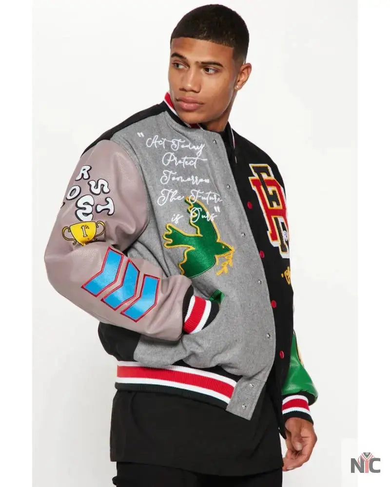 Bright Future Colorblock Varsity Jacket USA Jackets