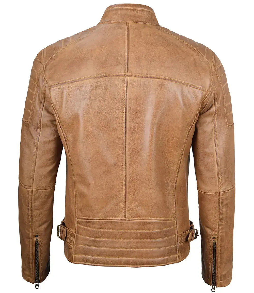 Cafe Racer Camel Brown Leather Jacket for Men USA Jackets