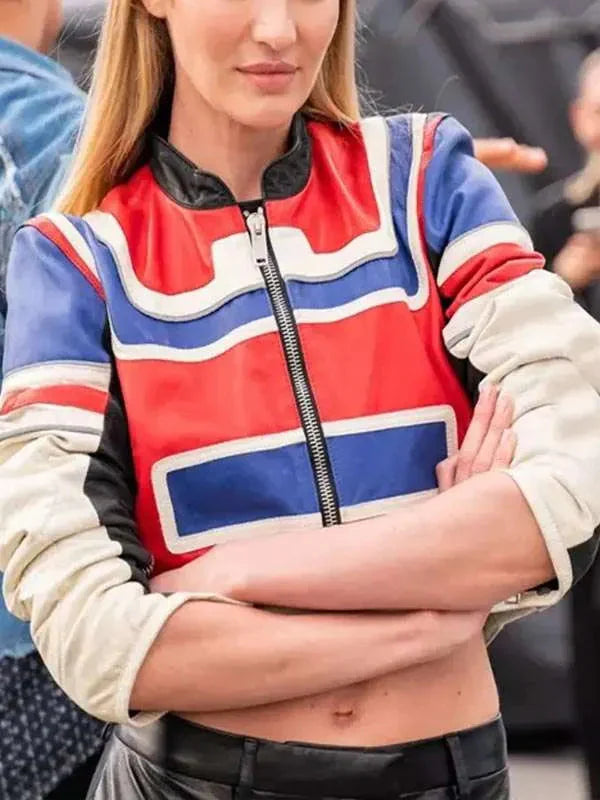 Candice Swanepoel Cropped Leather Jacket USA Jackets