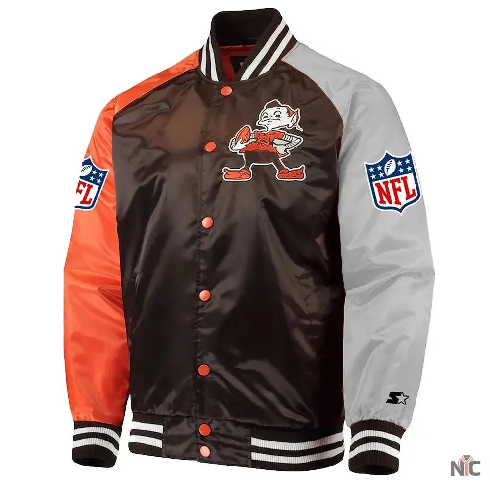 Cleveland Browns Lead Off Varsity Satin Jacket USA Jackets
