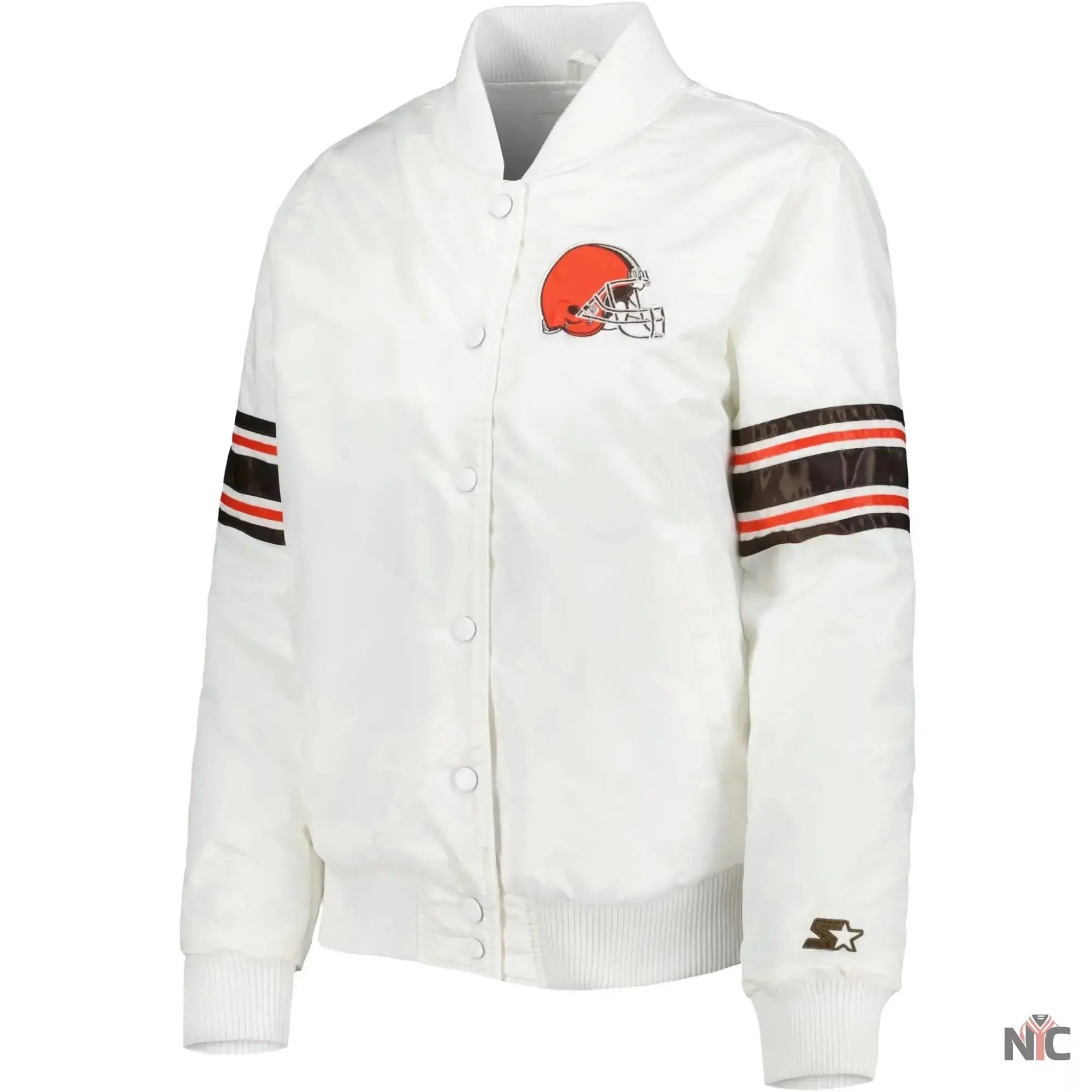 Cleveland Browns Starter White Line Up Satin Varsity Jacket USA Jackets