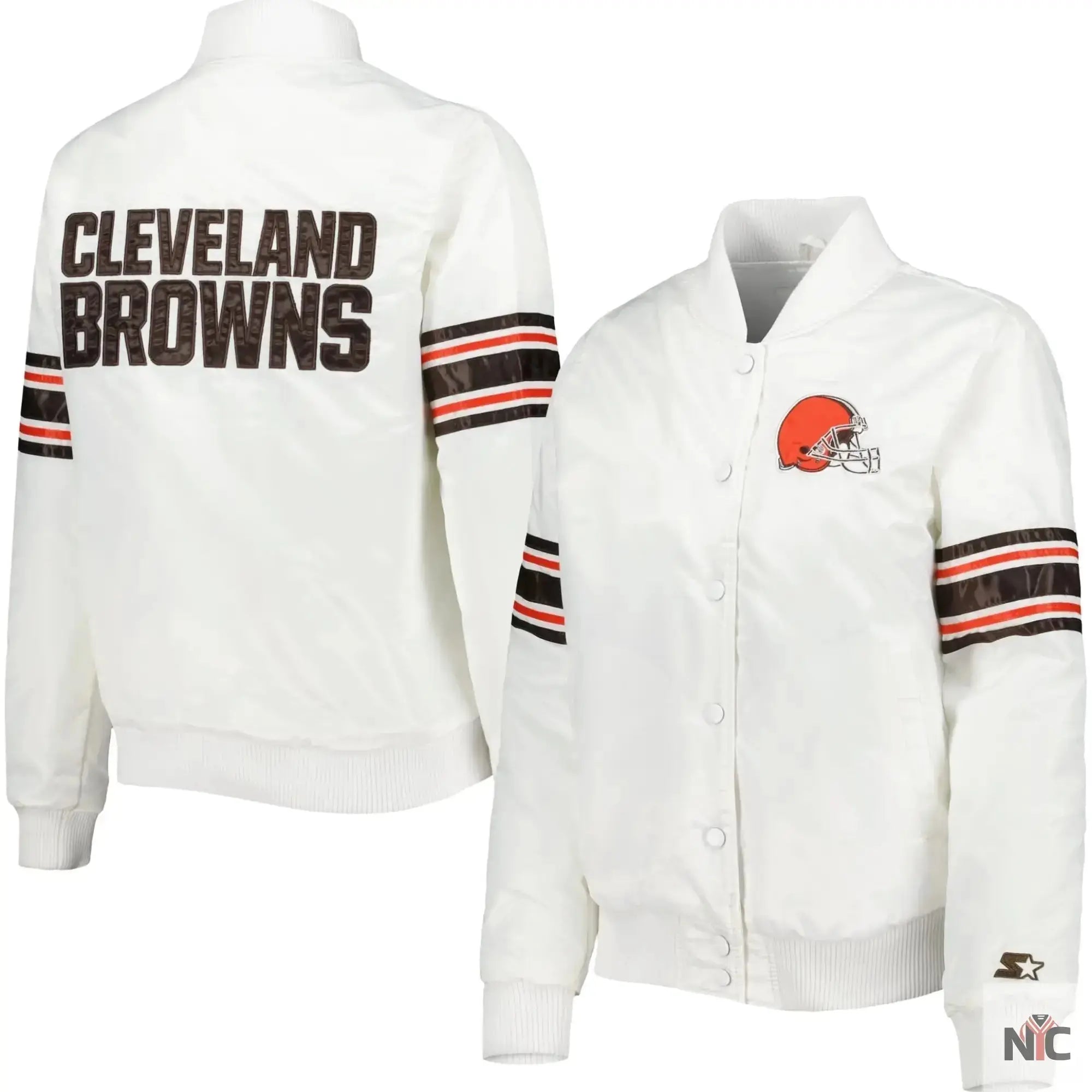 Cleveland Browns Starter White Line Up Satin Varsity Jacket USA Jackets
