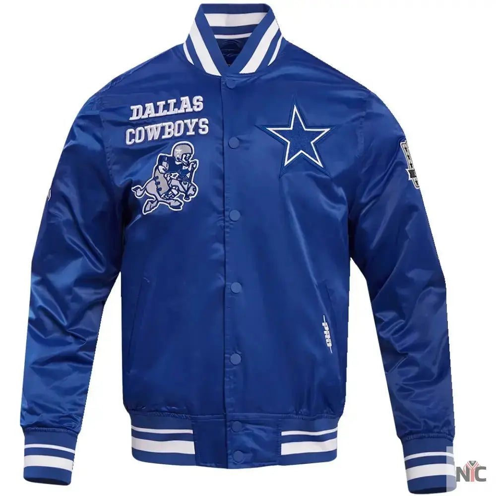 Dallas Cowboys Classic Blue Satin Varsity Jacket USA Jackets
