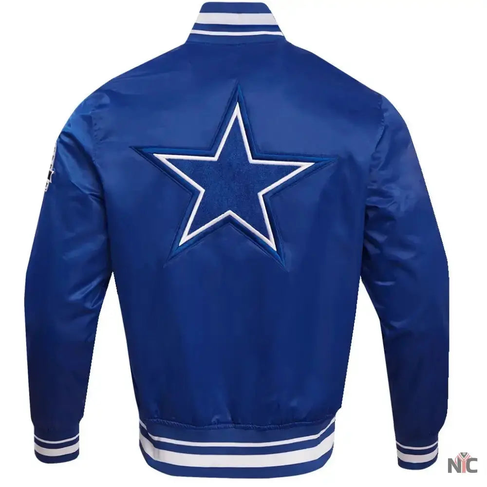 Dallas Cowboys Classic Blue Satin Varsity Jacket USA Jackets