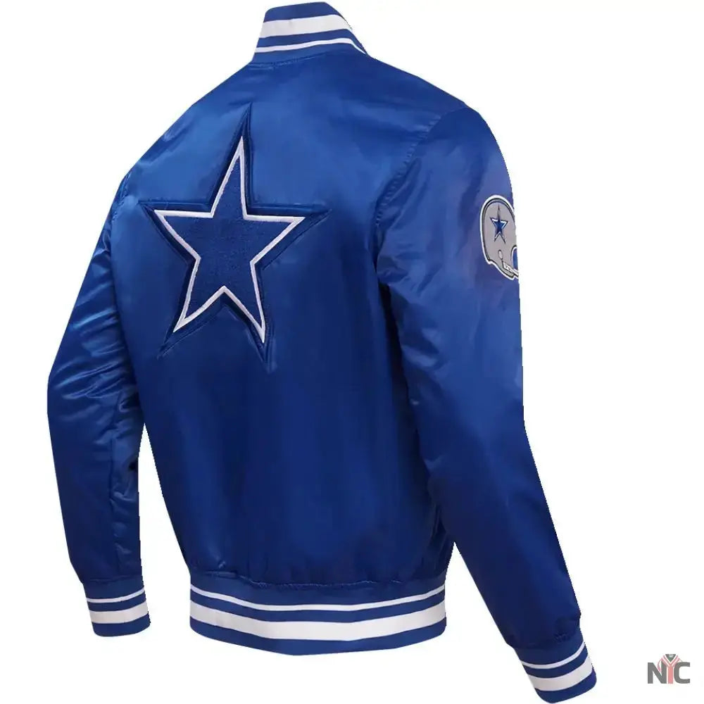 Dallas Cowboys Classic Blue Satin Varsity Jacket USA Jackets