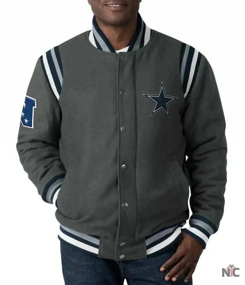 Dallas Cowboys Gray Varsity Wool Jacket USA Jackets