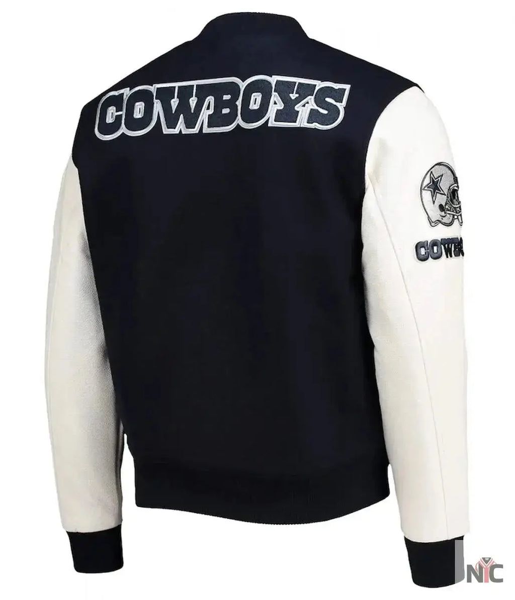 Dallas Cowboys White and Navy Varsity Jacket USA Jackets