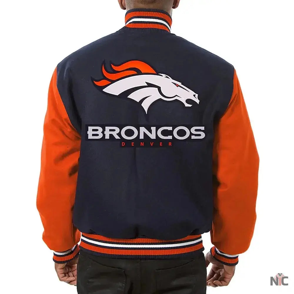 Denver Broncos Blue and Orange Varsity Orange Wool Jacket USA Jackets