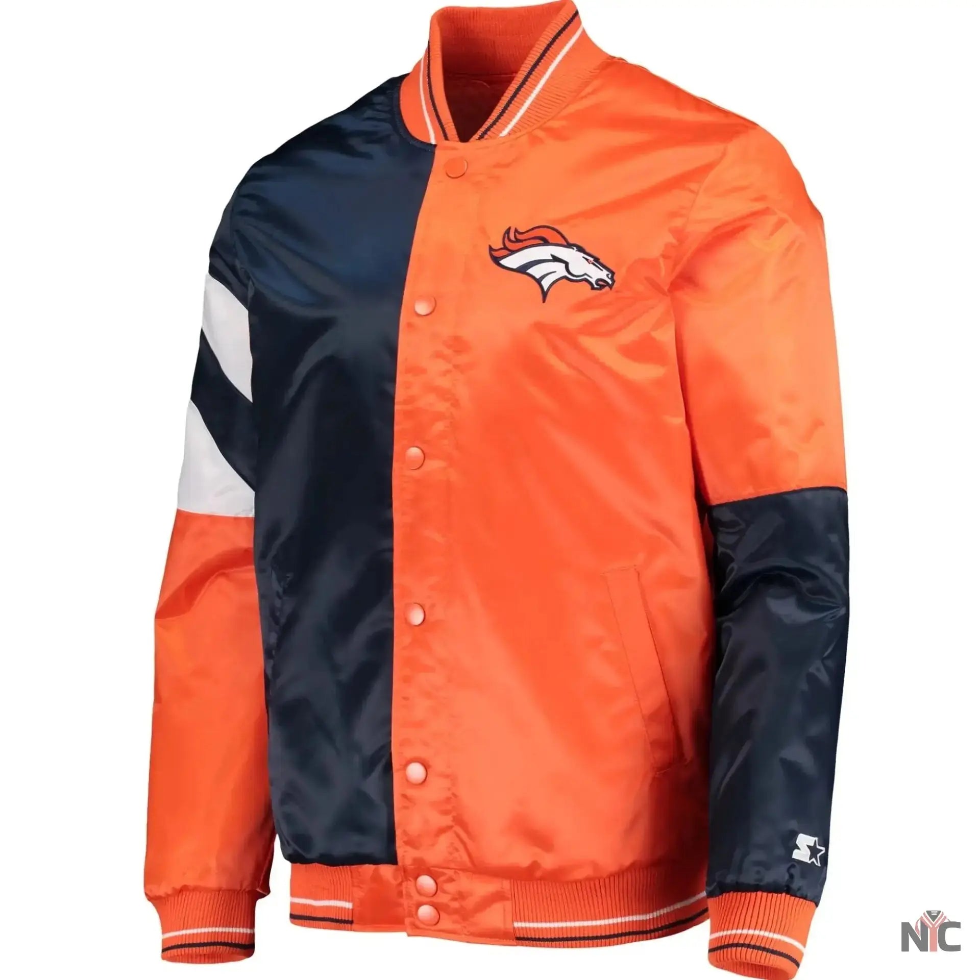 Denver Broncos Classic Rib Satin Varsity Jacket USA Jackets