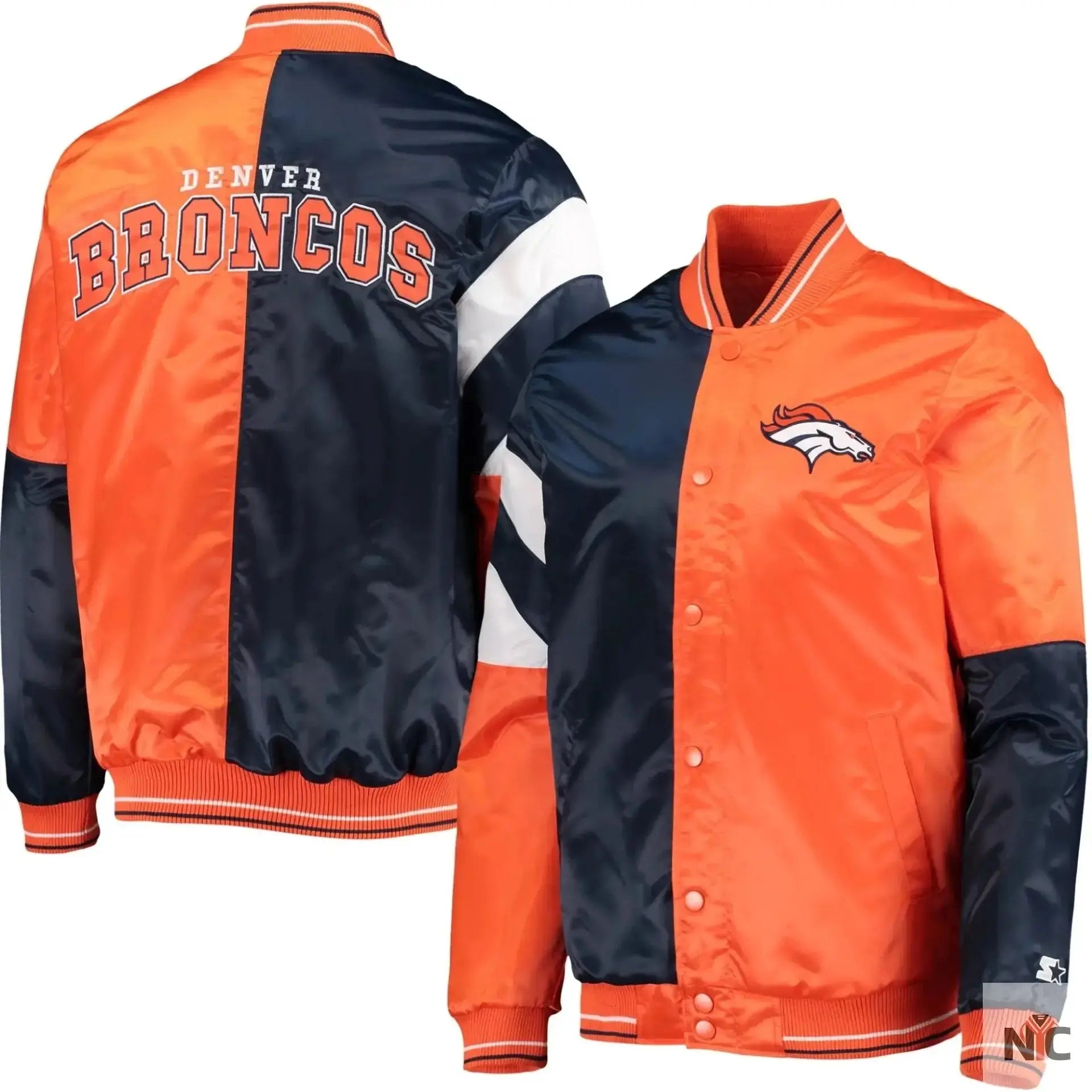 Denver Broncos Classic Rib Satin Varsity Jacket USA Jackets