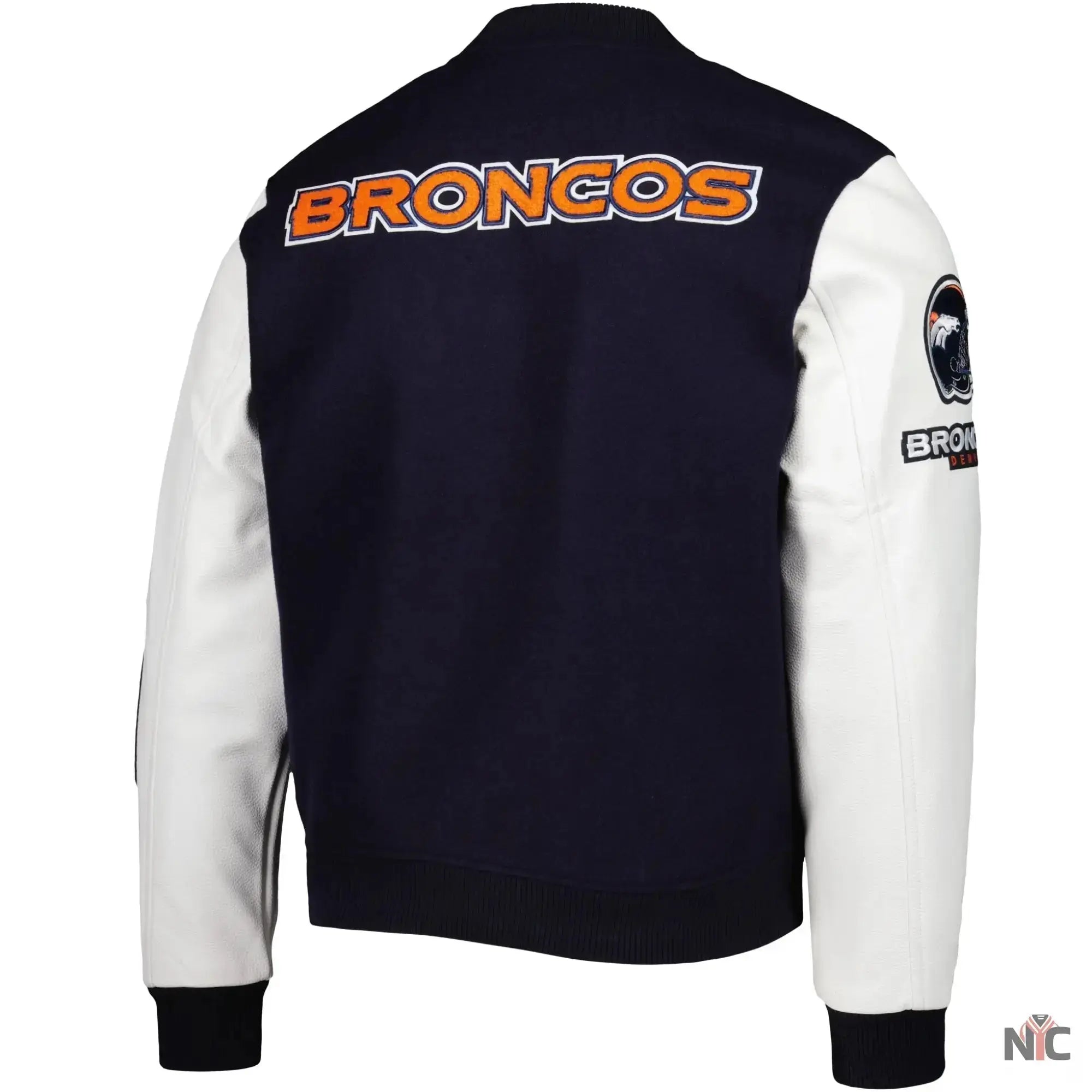 Denver Broncos Navy and White Varsity Jacket USA Jackets