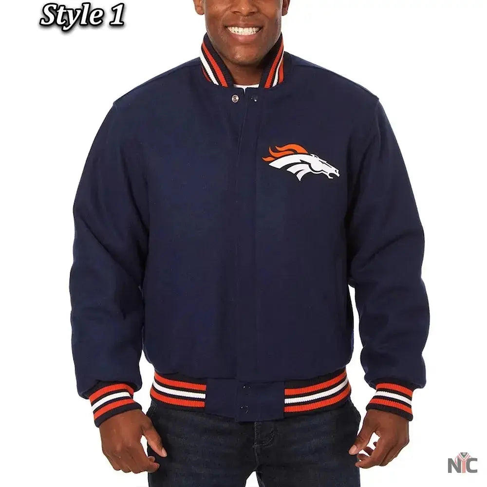 Denver Broncos Wool Varsity Blue Jacket USA Jackets