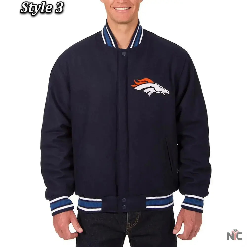 Denver Broncos Wool Varsity Blue Jacket USA Jackets