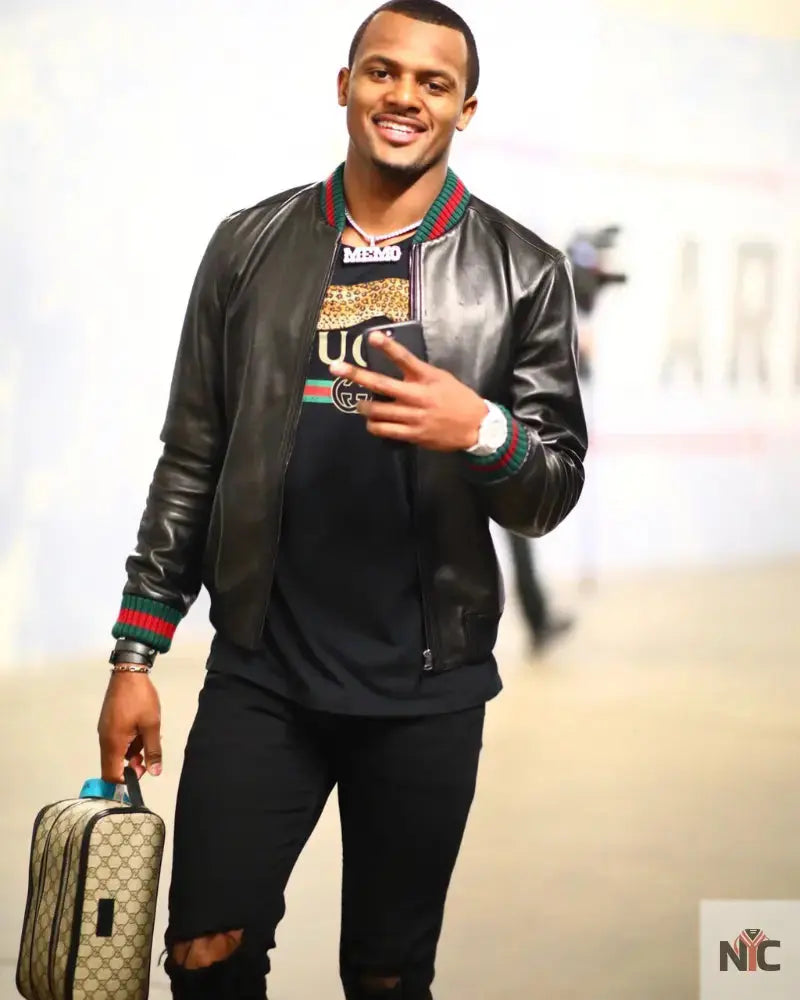 Deshaun Watson Black Leather Varsity Jacket USA Jackets