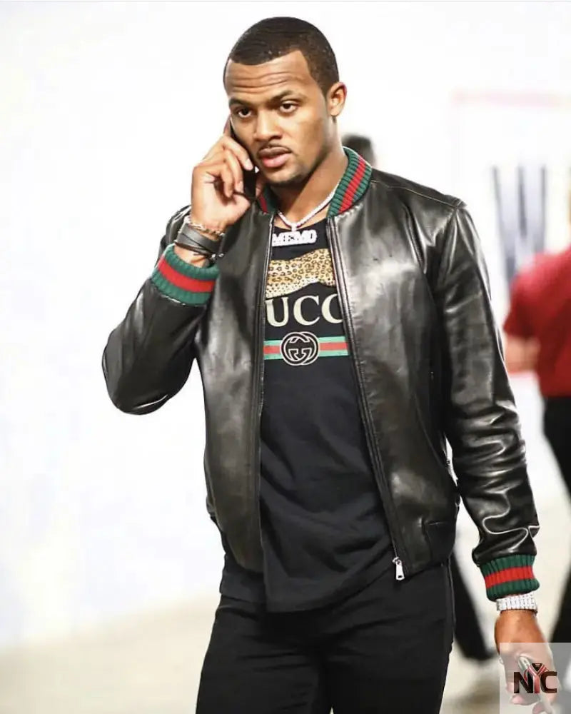 Deshaun Watson Black Leather Varsity Jacket USA Jackets