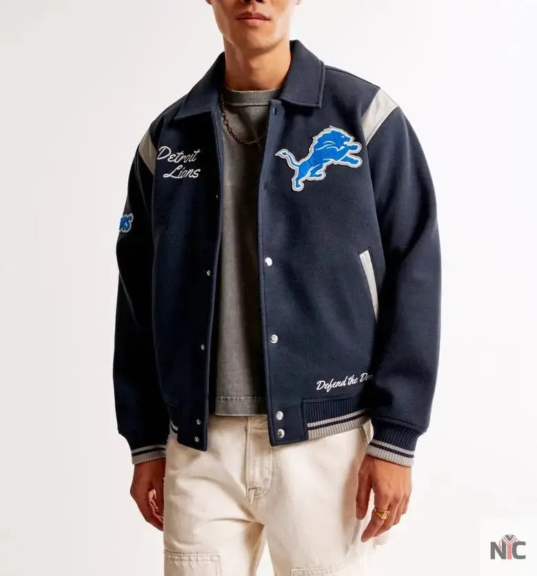 Detroit Lions Varsity Bomber Jacket USA Jackets